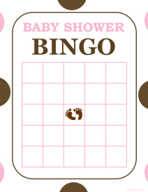 Girls Baby Shower Bingo Game