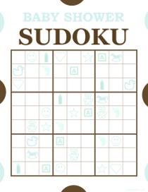 Boys Sudoku Baby Shower Game