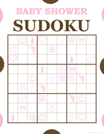 Girls Baby Shower Sudoku Game