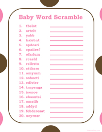 Baby Girl Word Scramble Game