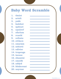 Baby Word Scramble Shower Game