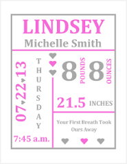 Baby Birth Stats Announcement