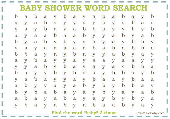Printable Word Search for Baby Shower