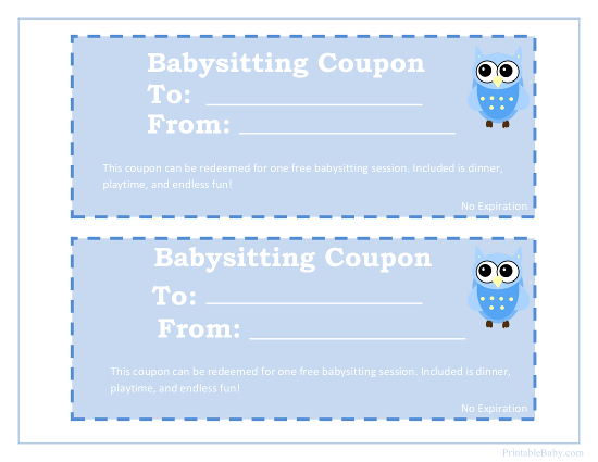 Printable Babysitting Coupon
