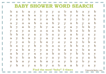 Word Search Game For Baby Boys Shower