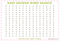 Word Search Game For Baby Girls Shower
